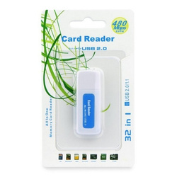 Czytnik kart pamięci SDHC/SD/MMC/RS-MMC /Mini-SD(adapter)/Micro SD(adapter)/TF(adapter)/XD/MS/MS PRO DUO 2.0 niebieski