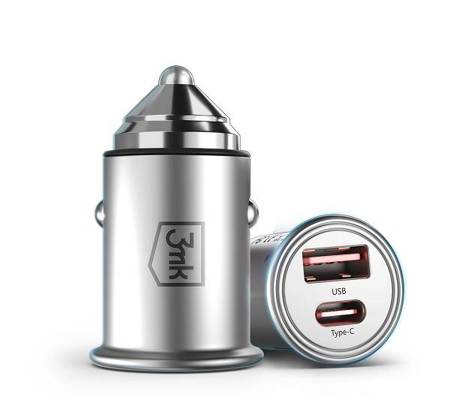 3MK Hyper Car Charger 30W Power Delivery - 1X USB-A + 1X USB-C