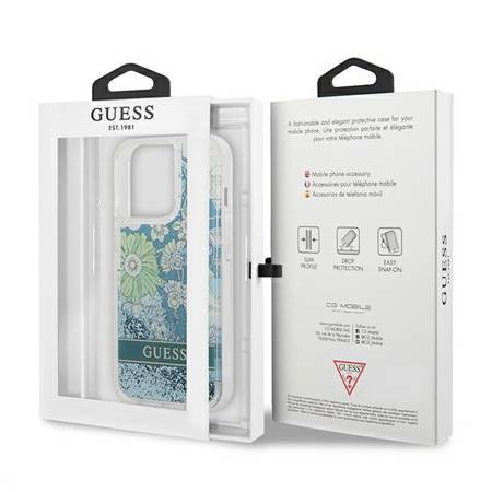 Etui Guess Flower Liquid Glitter - iPhone 13 Pro Max (Zielony)