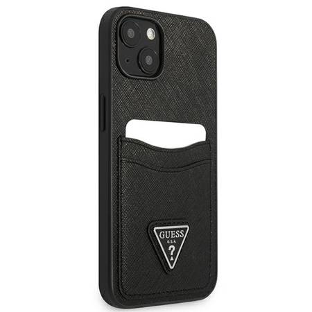 Guess Saffiano Triangle Logo Cardslot - Etui iPhone 13 (Czarny)