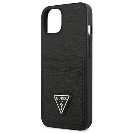 Guess Saffiano Triangle Logo Cardslot - Etui iPhone 13 (Czarny)