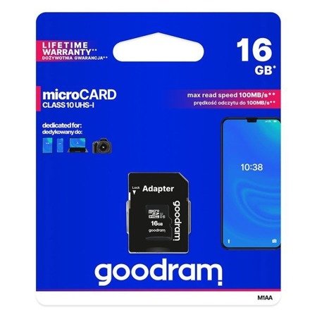 Karta Pamięci Goodram Microcard 16 Gb, Adapter Sd