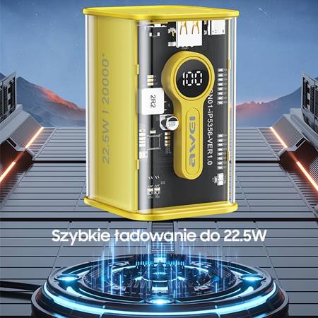 Powerbank Awei P180K 20000Mah 22.5W Czarny/USB/Pd